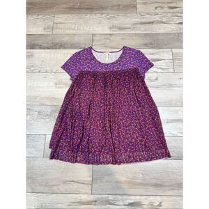 Matilda Jane "Walking On a Cloud" purple floral tunic top size L